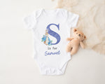 Personalised Pink / Blue Rabbit Initial Babygrow/Sleepsuit
