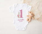 Personalised First Birthday Baby Vest – Custom Name Bodysuit – 1st Birthday Outfit with Rabbit Design