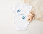 Personalised Baby Sleepsuit, Vest, or Bib – Custom Design with Floral Wreath