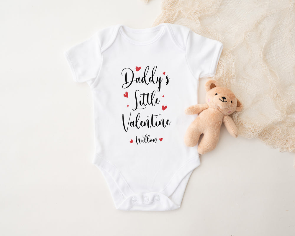 Personalised Valentine's Baby Outfit (Babygrow Sleepsuit Vest Bib | Mummy's/ Daddy's Little Valentine )