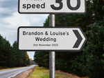 Personalised Metal Direction Wedding Sign - White