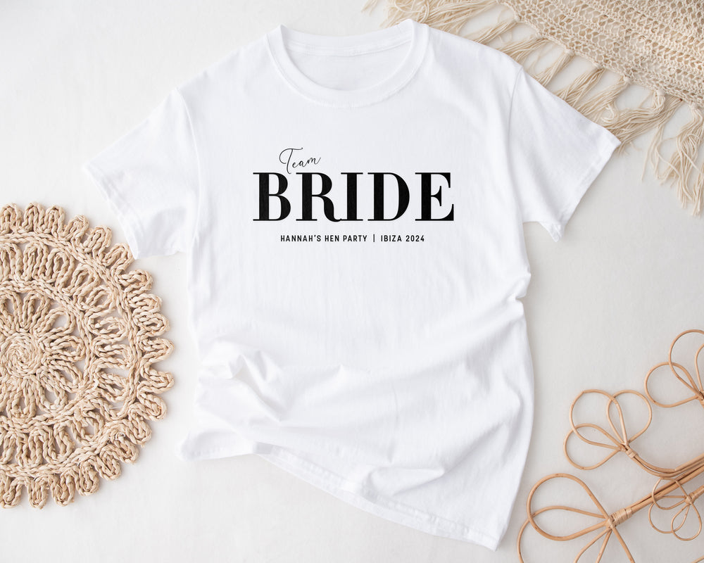 Personalised Hen Party T-Shirts – Team Bride & Bridesmaid Shirts (Style 2)