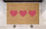 Triple Heart Personalised Coir Doormat