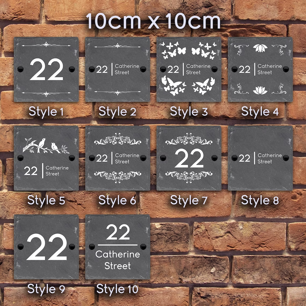 House Number Sign Engraved Slate Stone Plaque Door Number Grey And White Address Rectangle House Sig Gift