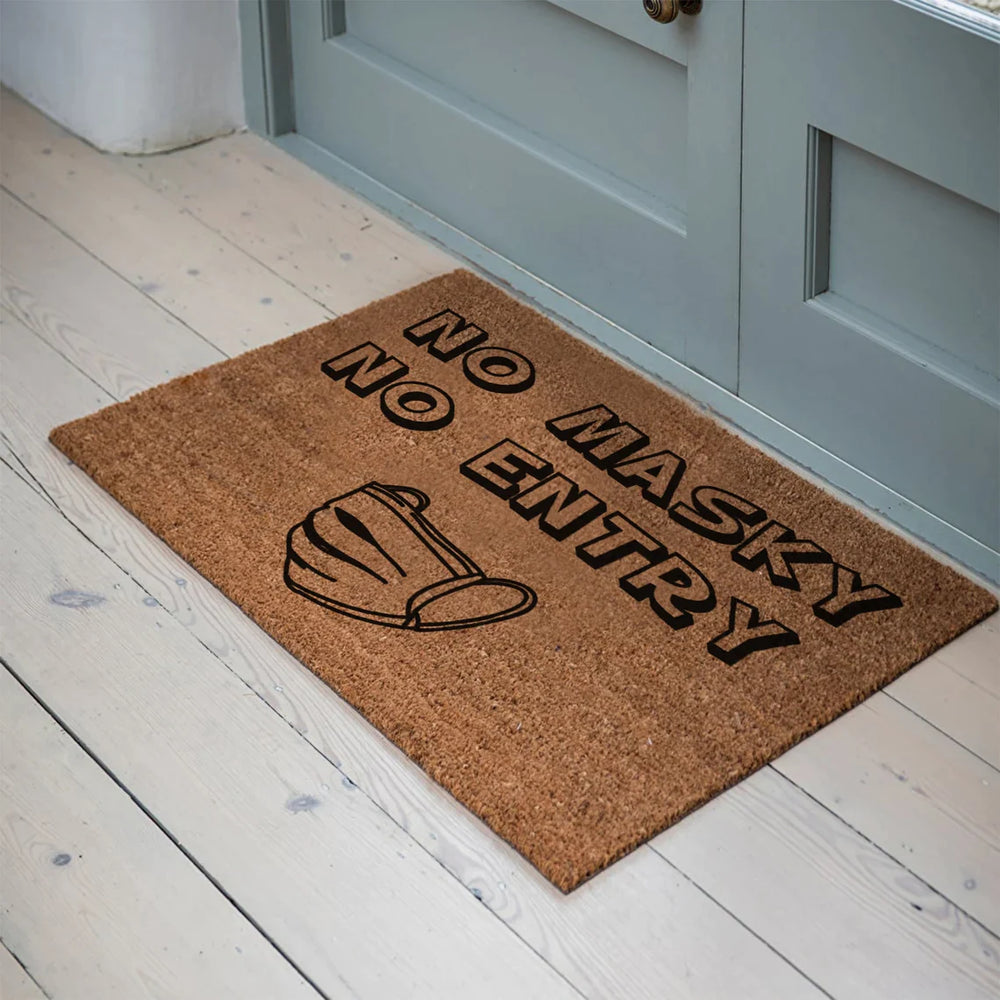 Health First Personalised Coir Doormat - 'No Mask, No Entry' Safety Reminder Welcome Mat