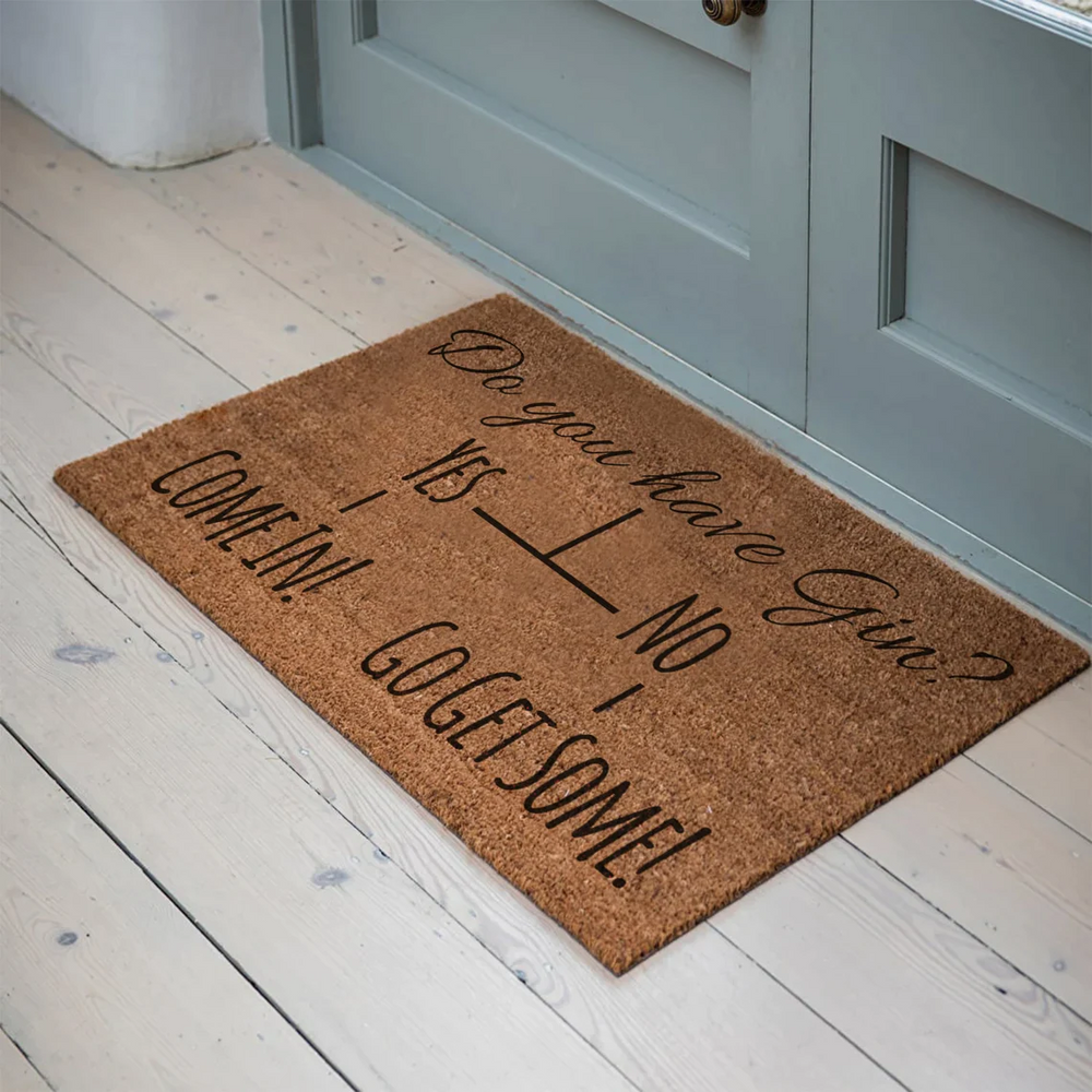 Gin Lover's Welcome Personalised Coir Doormat - 'Do You Have Gin? Yes - Come In! No - Go Get Some!