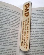 Personalised Wooden Bookmark Fathers Day Gift, Birthday, Anniversary Present, Dads Reading Gift Custom Book Mark