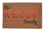 Personalised 'The Kelly Family' Coir Doormat with Polka Dot Design