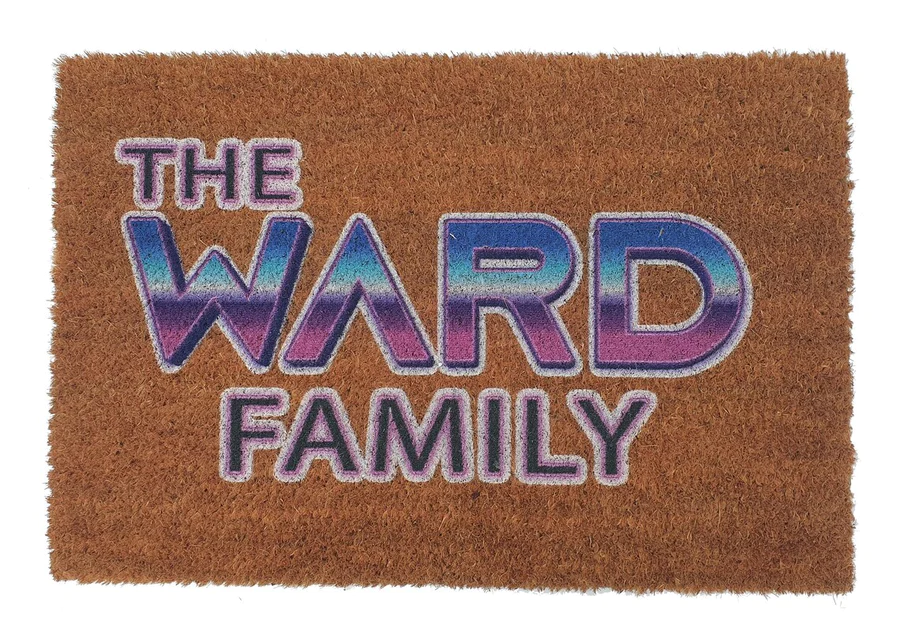 Personalised 'The Ward Family' Coir Doormat with Multicolour Text