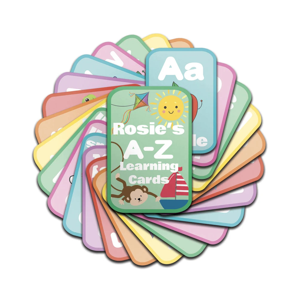 Children's Personalised Learning A to Z English alphabet Cards Educational Gift
