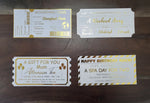 Personalised Custom Ticket Voucher. Surprise Event. Gift Voucher Ticket. Gold Foiled Ticket, Rose Gold Foil Ticket