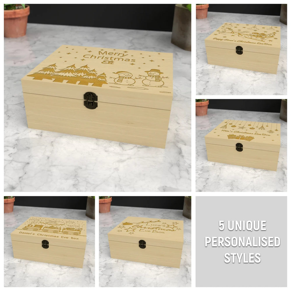 🎄 Personalised Christmas Eve Box - Custom Children's Wooden Keepsake Xmas Eve Box 🎁