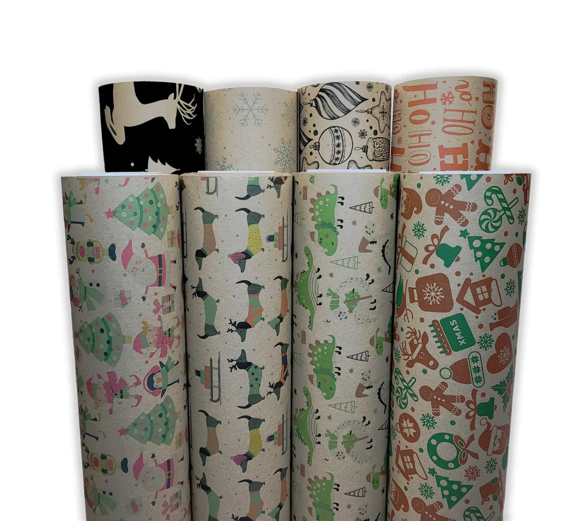 Kraft Christmas Wrapping Paper Jumbo Roll, 17 Inch X 60 Ft Forest