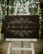 Bespoke Wedding Welcome Sign | Rustic Wood Grain Styles | Personalised Wedding Decor