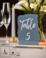 Acrylic Wedding Table Number Name Plaques - Paint Stroke - Table Name Sign