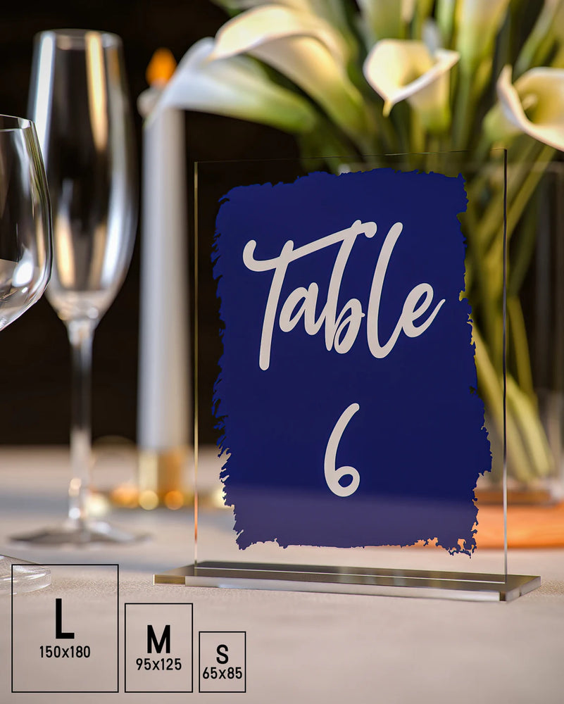 Acrylic Wedding Table Number Name Plaques - Paint Stroke - Table Name Sign
