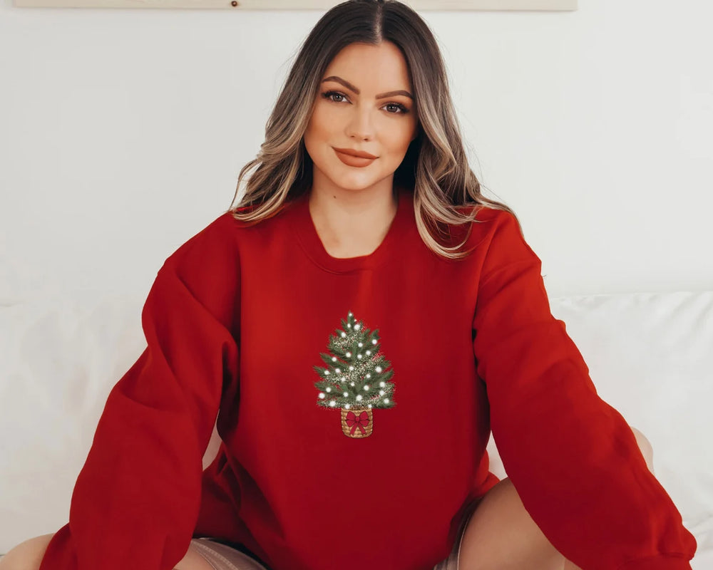 Seasonal Elegance: Christmas Tree Glow Sweatshirt