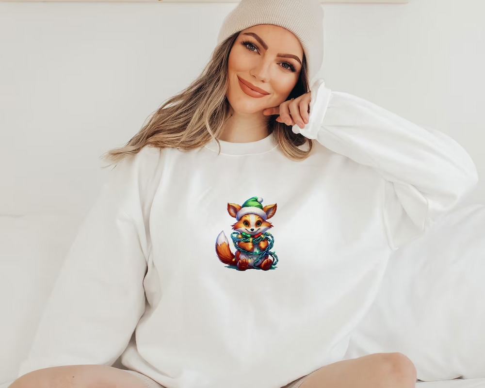 Festive Charm: Cute Fox Christmas Sweatshirt