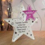 Personalised Newborn Baby Boy or Girl, Gift Present, Great for Christening a Keepsake Star Shaped Ornament a Bespoke New Baby Gift