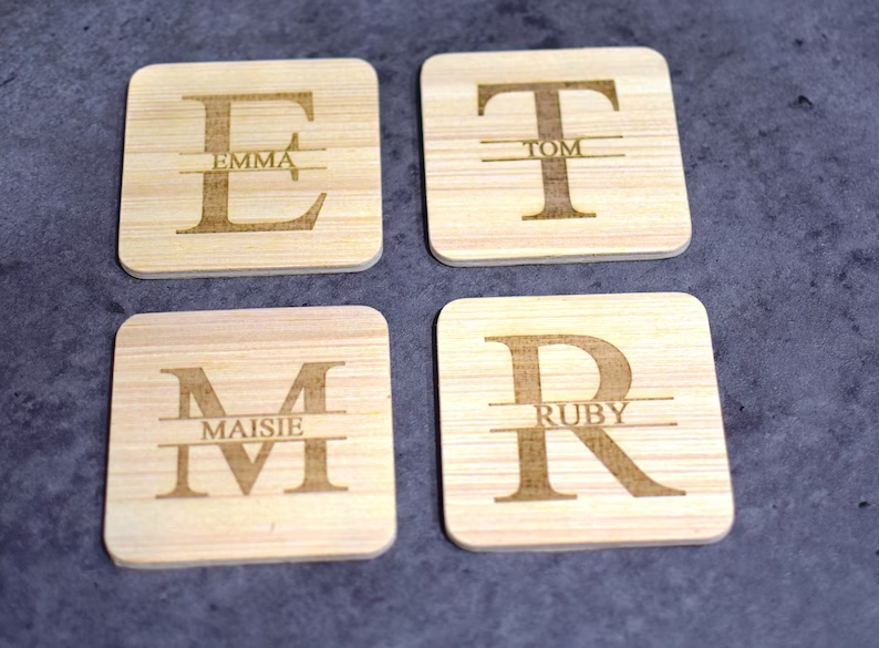 Personalised Engraved Wooden Coaster / Place Name Table Decoration / Personalised Drinking Christmas Table Gift