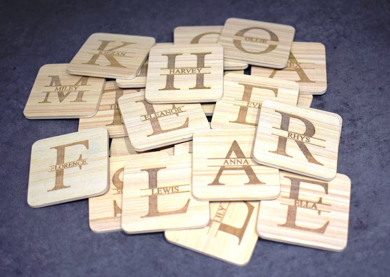 Personalised Engraved Wooden Coaster / Place Name Table Decoration / Personalised Drinking Christmas Table Gift