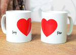 Valentines Day Gift His and Hers Drinking Mug Twin Set Love Heart Cups