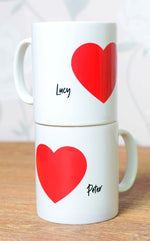 Valentines Day Gift His and Hers Drinking Mug Twin Set Love Heart Cups