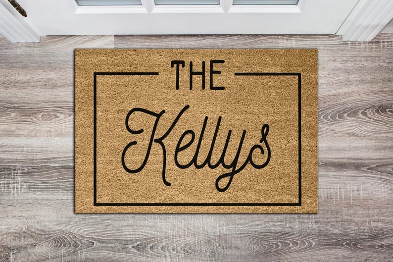 Classic Family Welcome - Personalised Natural Coir Door Mat 🏡✨"