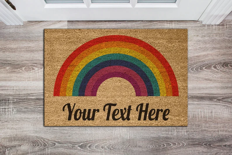 Custom Rainbow Personalised Coir Doormat