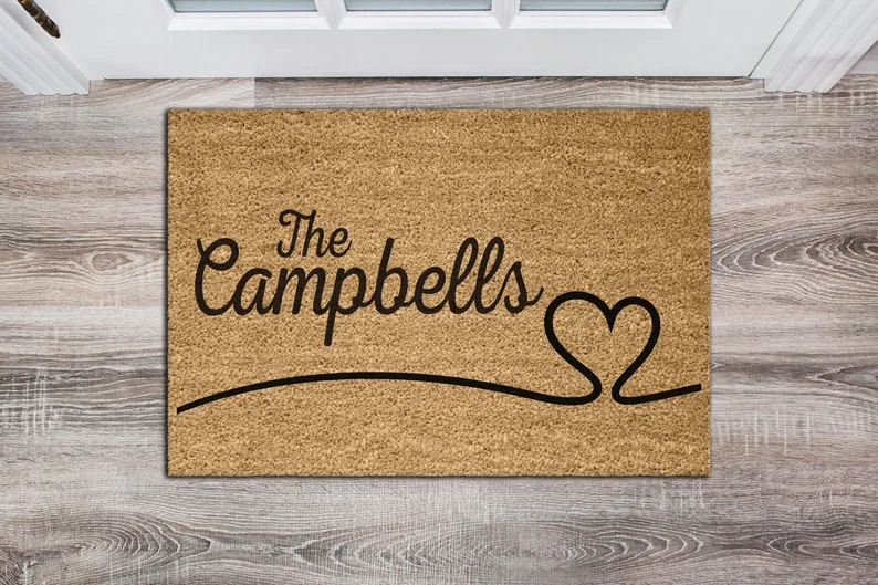 The Campbells' Love Heart Personalised Coir Doormat