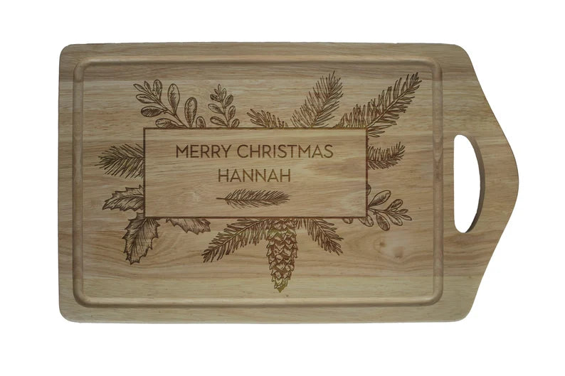 Personalised Christmas Wooden Chopping Boards - Festive Laser Engraved Designs - Xmas Cutting Board 🎄🔪