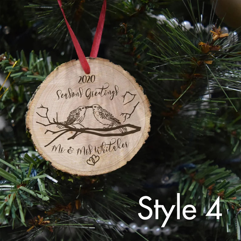 🎄 Personalised Rustic Wooden Log Christmas Ornaments - Authentic Engraved Keepsakes 🎁