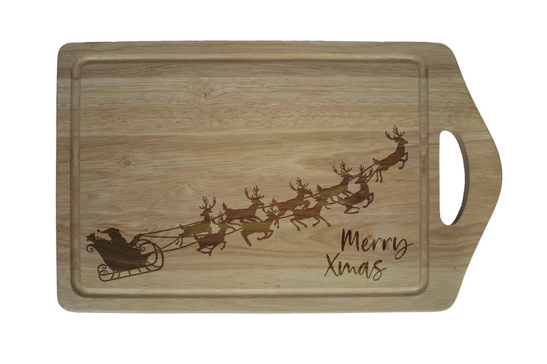 Personalised Christmas Wooden Chopping Boards - Festive Laser Engraved Designs - Xmas Cutting Board 🎄🔪