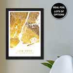 Custom City Gold Foiled Personalised map location print / Moving gift print / Framed or Unframed print / Digital Print Foiled Map Gift