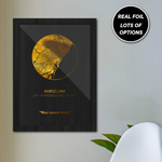 Genuine Gold Foiled Personalised home city globe location print / Moving gift print / Framed or Unframed print / Anniversary Map Gift