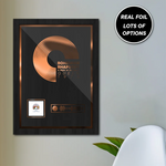 Custom Foil Metallic Song Art, Favourite Song Personalised Gold, Silver, Green, Red or Rose Gold Foil Print, Gold Foiled Vinyl Record Print