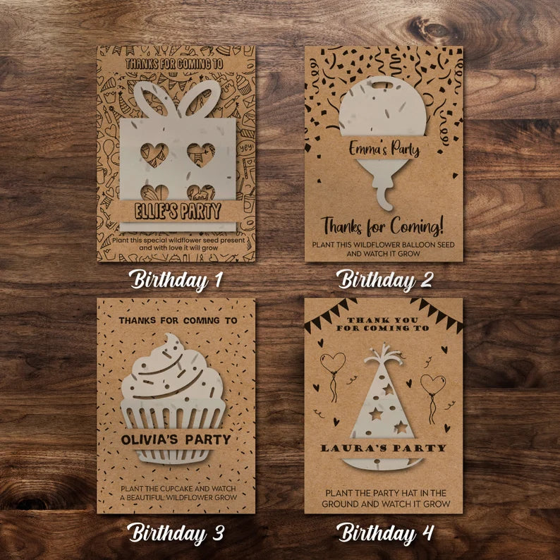 Personalised Card Gift Seeded Paper, Plantable Gift Wildflower Seed Birthday Thank You Wedding Favour Bridal Baby Shower Baptism Bulk Gift