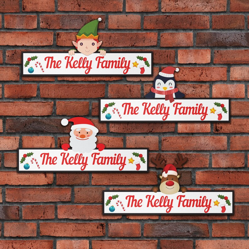 🌟 Personalised Christmas Metal Family Signs - Custom Festive Character Sign, Weatherproof Xmas Signs 🎄