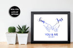 Personalised You And Me Hand Print - Wedding, Anniversary Gifts - Love Quotes Wall Art - For Him, Her, Boyfriend, Husband, Wife, Girlfriend