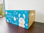 Personalised Printed Wooden Easter Egg Gift Crate, Basket Alternative Hamper Crate