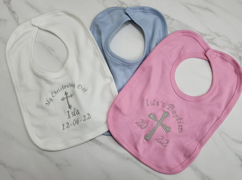 Personalised Christening/Baptism Baby Bib - A Treasured Keepsake for Your Little One's Big Day 👼📅