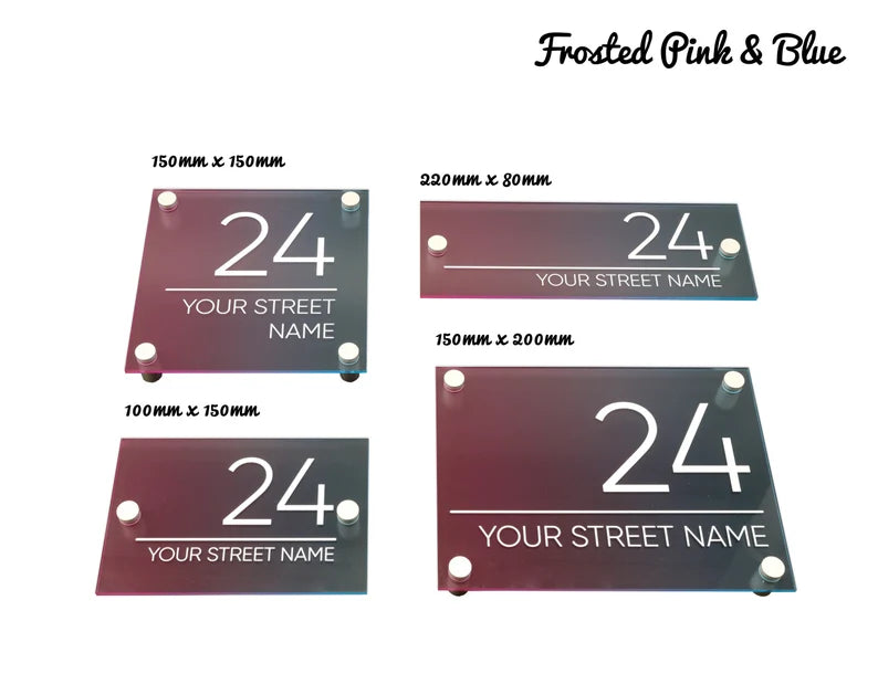 Two tone gradient frosted acrylic door number, Personalised house sign front door plaque, street house name, standoff modern contemporary