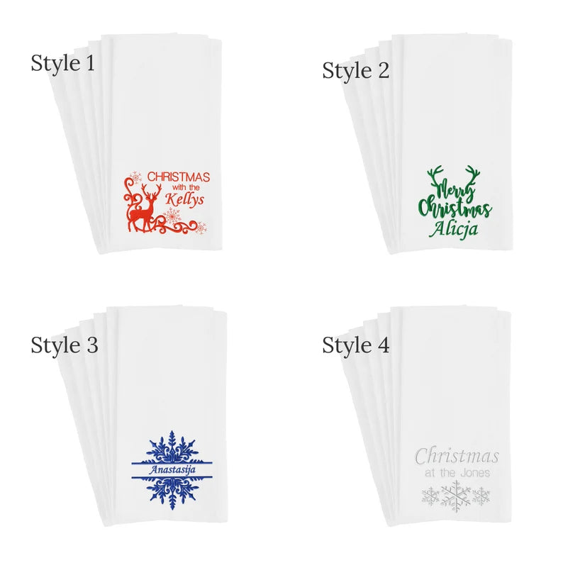 Personalised Embroidered Christmas Napkins - Christmas Gift - Tableware Decoration, Tailored Festive Name Place Alternatives 🍽️🎄