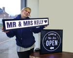Metal Colour Changeable Light Box Personalised Business / Home Signs, Rectangle or Square. Illuminated Freestanding Signs.