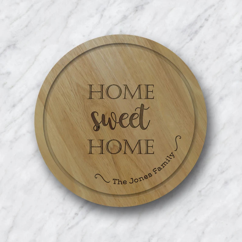 Extra Large Personalised Round Chopping Board - Engraved Bespoke Wooden Chopping Board Gift 300mm