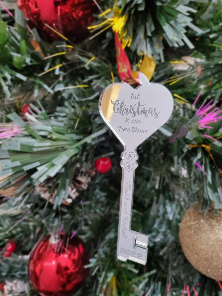 🔑 Personalized "First Christmas in Our New Home" Key Bauble - Acrylic Christmas Tree Decoration 🏡✨