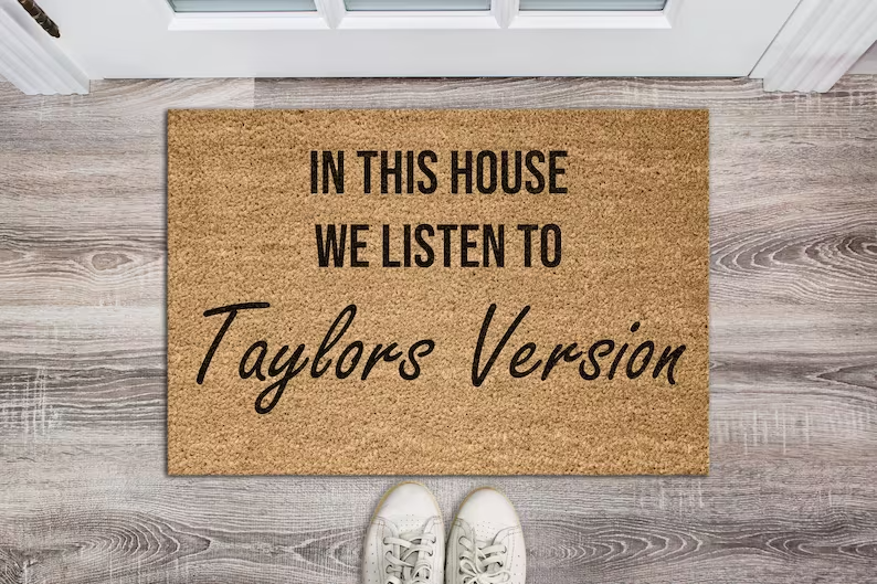 Music Fan's Anthem Personalised Coir Doormat - 'In This House We Listen to Taylor's Version
