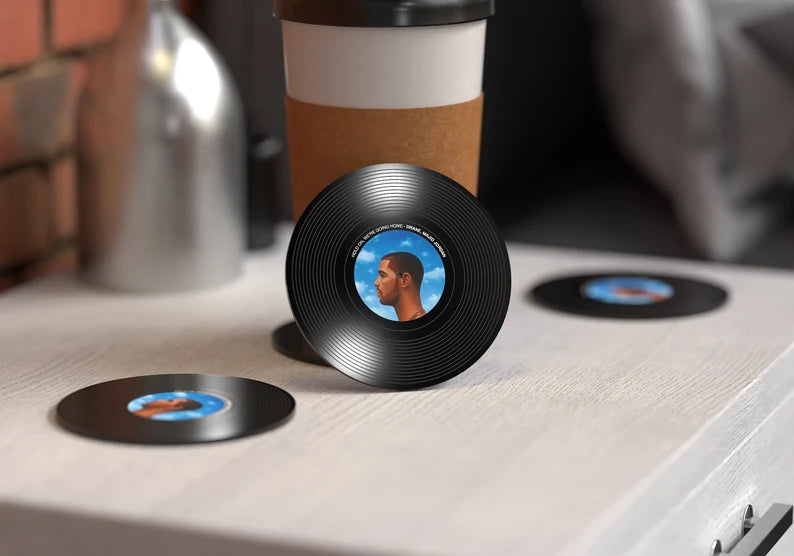 Record online drink coasters