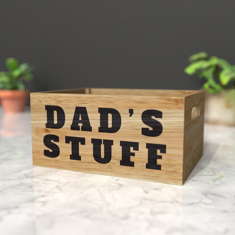 Personalised Fathers, Dad, Grandad Wooden Gift Crate, Basket Alternative Hamper Crate, Fathers day gift idea, Fathers day treat box