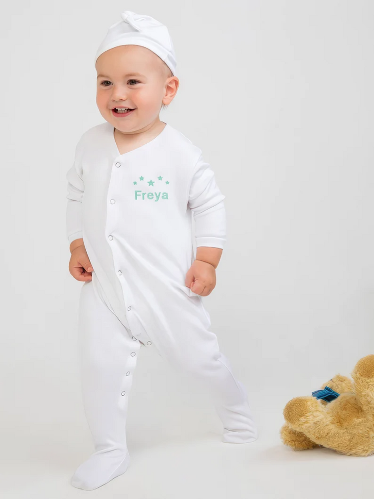 Personalised Embroidered Baby Grow, Custom Name Onesie, Newborn Sleep Suit Gift, Unique Baby Outfit, Infant Clothing